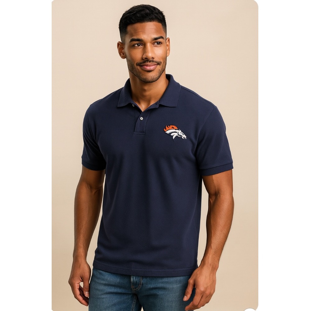Vintage Starter Denver Broncos NFL Pro Line Navy Polo Shirt Men's M Football 90s